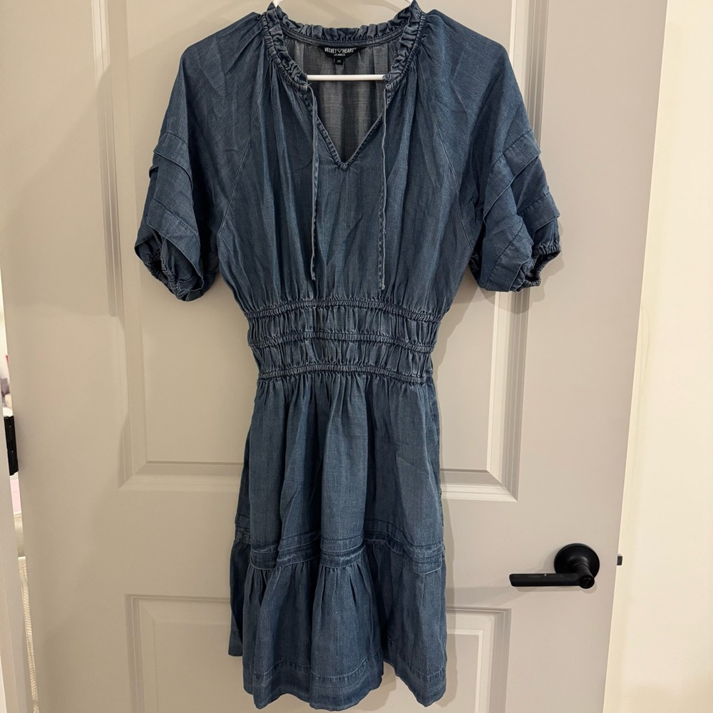 Velvet Heart Indigo Blue Tiered Smocked-Waist Mini Dress